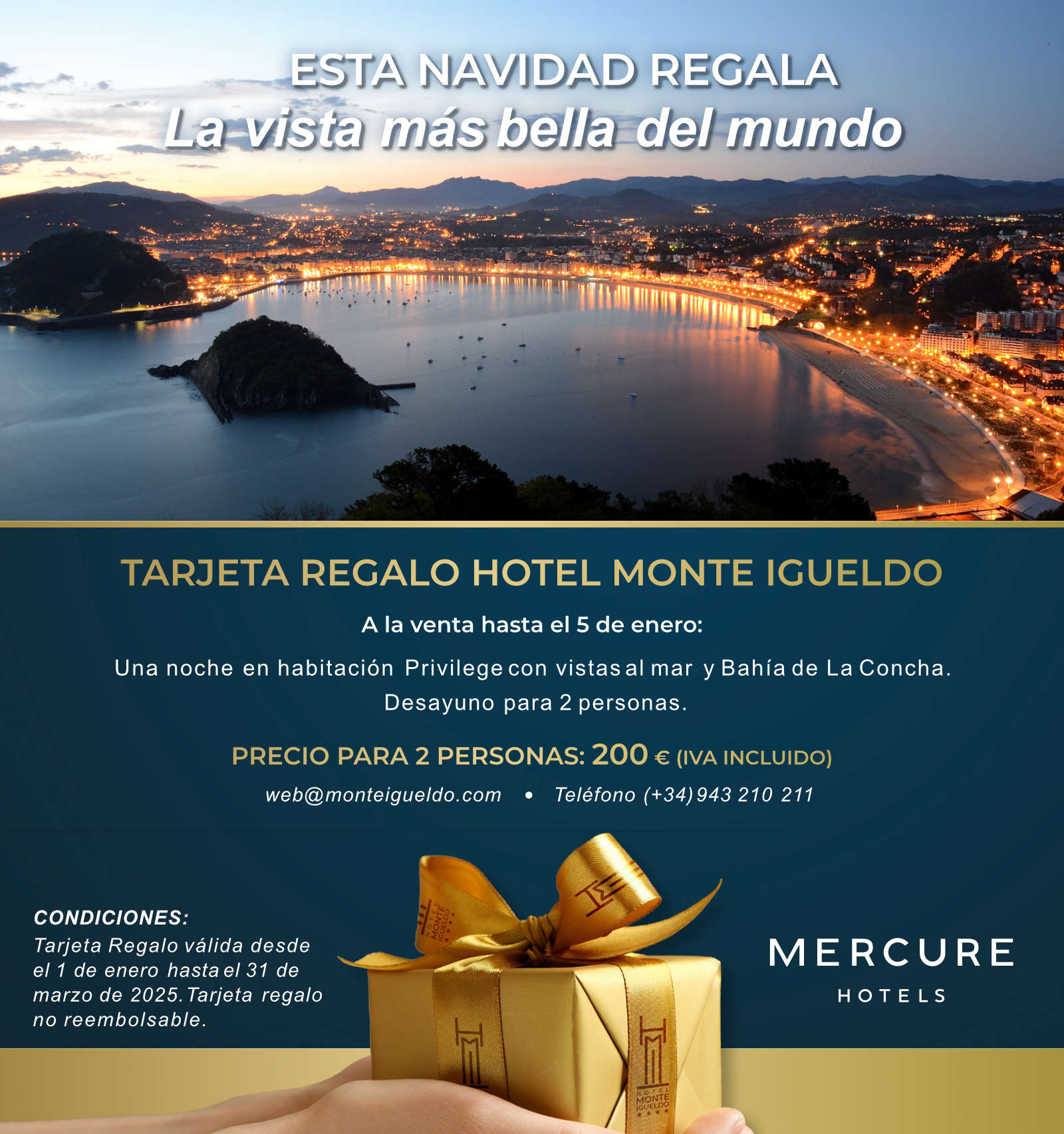 tarjeta regalo hotel Monte Igueldo Donostia navidad 2024-25